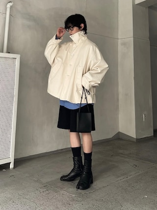 「JIL SANDER（ジルサンダー）のTANGLE SM（ショルダーバッグ）」を使った、Aoi Sugiyama さん（メンズ・170cm）の冬コーディネート