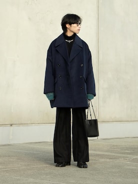 「アイテム（ピーコート）」を使った、Aoi Sugiyama さん（メンズ・170cm）の秋コーディネート