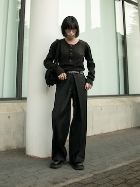 パンツ WOOL GABARDINE FOLDED WIDE TROUSERS WOOL GABARDINE FOLDED WIDE TROUSERS｜WOMENS