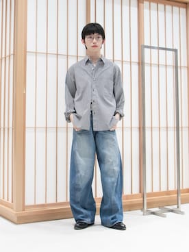 「STUDIOUS（ステュディオス）の【STUDIOUS】Clear broad Shirts（シャツ/ブラウス、その他）」を使った、Aoi Sugiyama さん（メンズ・170cm）の夏コーディネート