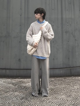 「アイテム（スウェットパンツ）」を使った、Aoi Sugiyama さん（メンズ・170cm）の秋コーディネート