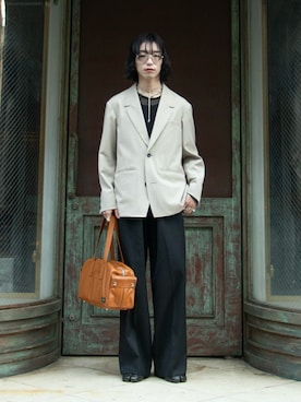 「アイテム（バッグ）」を使った、Aoi Sugiyama さん（メンズ・170cm）の春コーディネート