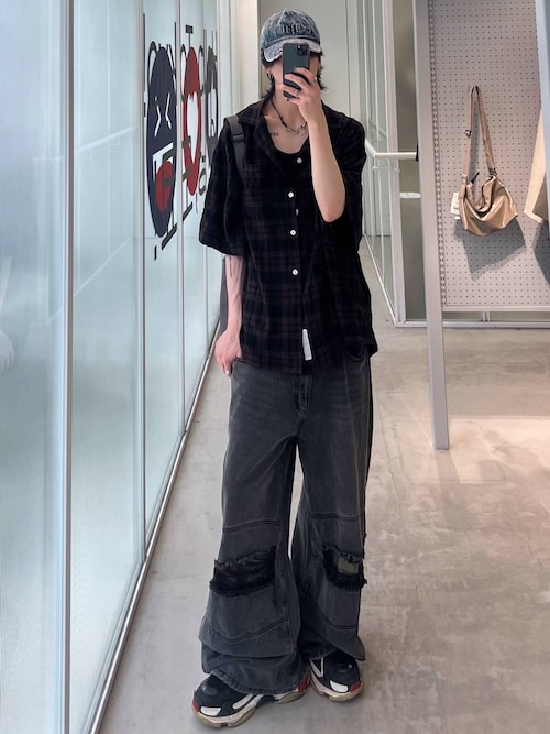 【UNISEX】NOT4NERD／カモパッチフレアーデニムパンツ