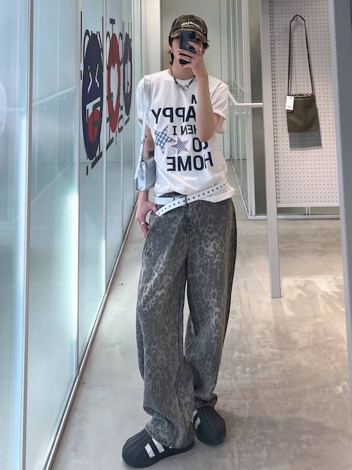UNISEX】MUCENT／レオパードワイドパンツ（デニムパンツ