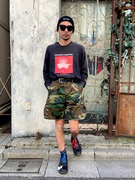 「迷彩」｜「アイテム（パンツ）」を使った、田中奨伍さん（メンズ・178cm）の秋コーディネート