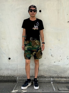 「迷彩」｜「アイテム（パンツ）」を使った、田中奨伍さん（メンズ・178cm）の夏コーディネート