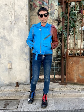 「DR.DENIM（ドクターデニム）のアイテム」を使った、田中奨伍さん（メンズ・178cm）の春コーディネート