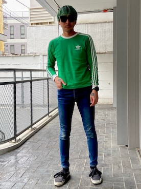 「DR.DENIM（ドクターデニム）のアイテム」を使った、田中奨伍さん（メンズ・178cm）の春コーディネート