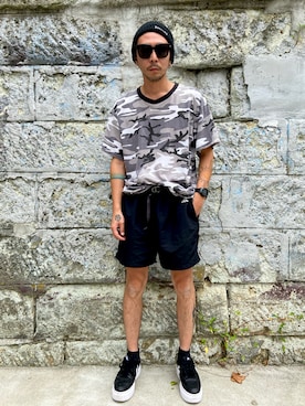 「迷彩」｜「アイテム（パンツ）」を使った、田中奨伍さん（メンズ・178cm）の夏コーディネート