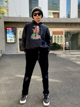 「Gramicci（グラミチ）のアイテム」を使った、田中奨伍さん（メンズ・178cm）の冬コーディネート
