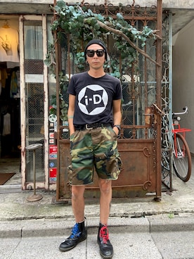 「迷彩」｜「アイテム（パンツ）」を使った、田中奨伍さん（メンズ・178cm）の秋コーディネート
