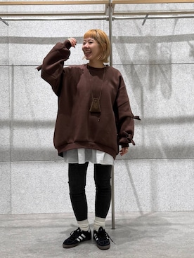 「アイテム（レギンス/スパッツ）」を使った、kuu__lpさん（レディース・157cm）の秋コーディネート