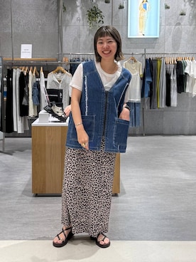 「LEPSIM（レプシィム）のシアーメランジT　497226（Tシャツ/カットソー、ホワイト系）」を使った、kuu__lpさん（レディース・157cm）の春コーディネート