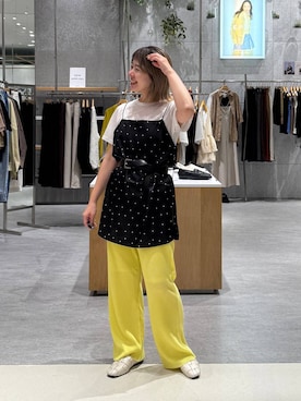 「LEPSIM（レプシィム）のシアーメランジT　497226（Tシャツ/カットソー、ホワイト系）」を使った、kuu__lpさん（レディース・157cm）の春コーディネート