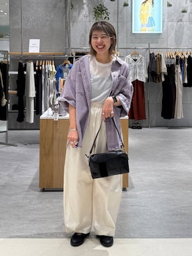 「LEPSIM（レプシィム）のシアーメランジT　497226（Tシャツ/カットソー、ホワイト系）」を使った、kuu__lpさん（レディース・157cm）の春コーディネート