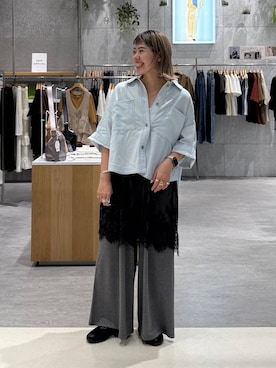 「LEPSIM（レプシィム）のカットイージーワイドパンツ　499173（その他パンツ、グレー系）」を使った、kuu__lpさん（レディース・157cm）の春コーディネート