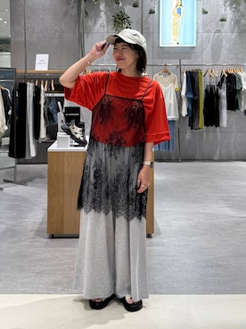 「LEPSIM（レプシィム）のカットイージーワイドパンツ　499173（その他パンツ、グレー系）」を使った、kuu__lpさん（レディース・157cm）の春コーディネート