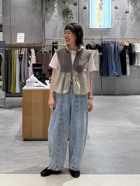 「LEPSIM（レプシィム）のシアーメランジT　497226（Tシャツ/カットソー、ホワイト系）」を使った、kuu__lpさん（レディース・157cm）の春コーディネート