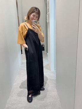 「LEPSIM（レプシィム）のストラップバレエスニーパー　636592（パンプス、ブラック系）」を使った、kuu__lpさん（レディース・157cm）の春コーディネート