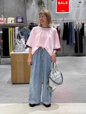 「アイテム（ショルダーバッグ、グレー系）」を使った、kuu__lpさん（レディース・157cm）の夏コーディネート