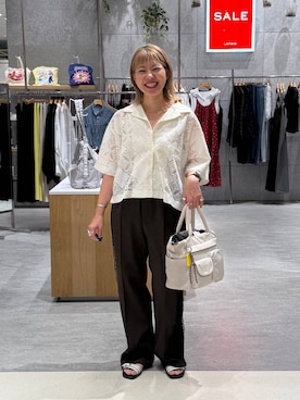「LEPSIM（レプシィム）のアイテム（トートバッグ）」を使った、kuu__lpさん（レディース・157cm）の夏コーディネート