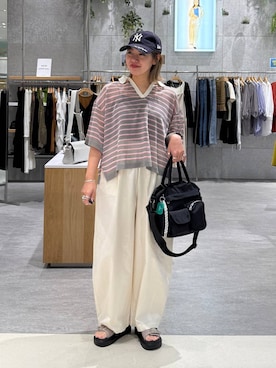 「LEPSIM（レプシィム）の【NEW ERA】ダメージ加工キャップ　617004（キャップ、ブルー系）」を使った、kuu__lpさん（レディース・157cm）の春コーディネート