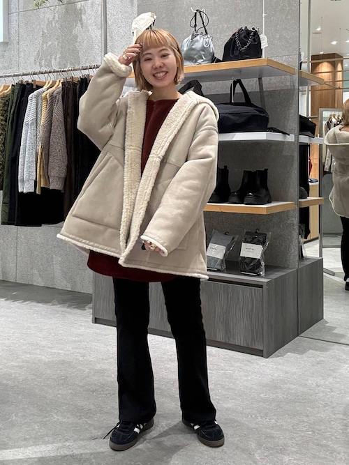 リバーシブルムートンボアポンチョコート 601535（ムートンコート