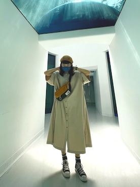 「THE NORTH FACE」｜「アイテム（シャツワンピース）」を使った、Shinさん（レディース・161cm）の秋コーディネート