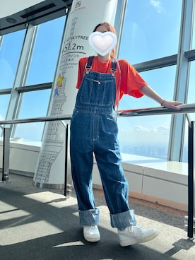 「アイテム（サロペット/オーバーオール）」を使った、みっふぉさん（レディース・156cm）の秋コーディネート
