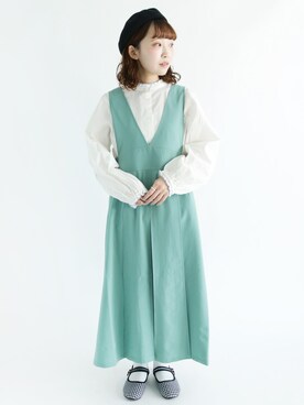 ehka sopo（エヘカソポ）の「Vネックタックジャンパースカート ...