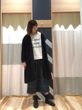 「Samansa Mos2 blue（サマンサモスモスブルー）のアイテム（ノーカラーコート）」を使った、nanamiさん（レディース・170cm）の秋コーディネート