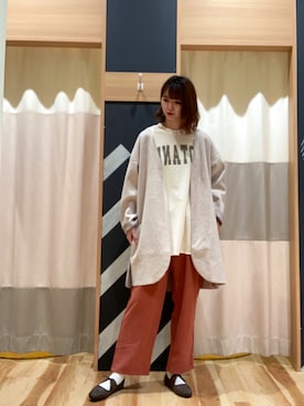 「Samansa Mos2 blue（サマンサモスモスブルー）のアイテム（ノーカラーコート）」を使った、nanamiさん（レディース・170cm）の秋コーディネート