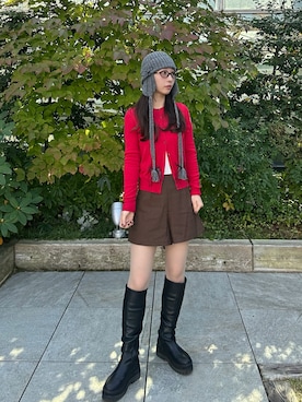 「アイテム（ニットキャップ/ビーニー）」を使った、にこさん（レディース・165cm・30代）の秋コーディネート