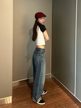 「アイテム（帽子）」を使った、にこさん（レディース・165cm・30代）の夏コーディネート