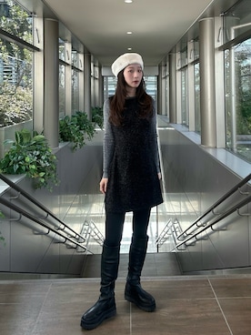 「アイテム（ハンチング/ベレー帽）」を使った、にこさん（レディース・165cm・30代）の冬コーディネート