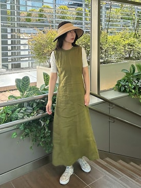 「アイテム（サンバイザー）」を使った、にこさん（レディース・165cm）の春コーディネート