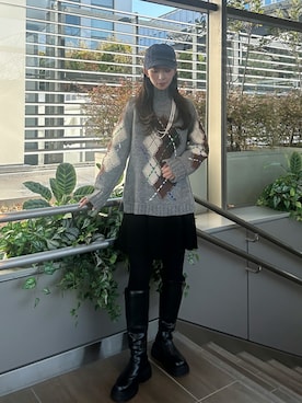 「ニット/セーター」｜「アイテム（帽子）」を使った、にこさん（レディース・165cm）の冬コーディネート