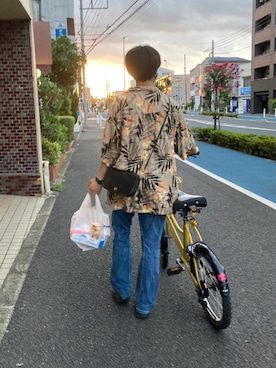 「古着のアイテム（シャツ/ブラウス、その他）」を使った、むらさん（メンズ・175cm）の夏コーディネート