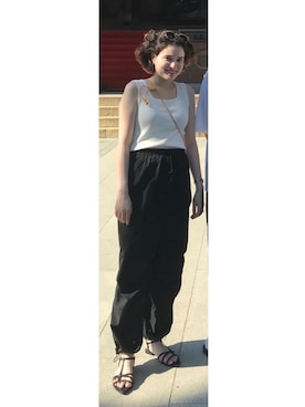 「ポインテッドフラットサンダル」｜いねちゃんさん（レディース・167cm）の夏コーディネート