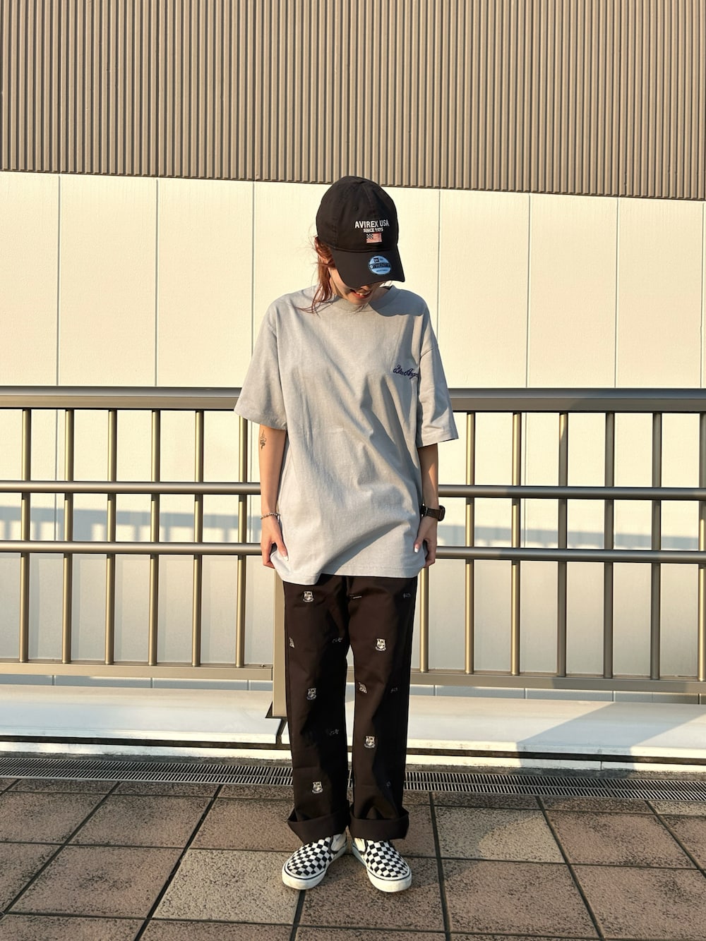 「スタッフコーデ、Tシャツ、AVIREX、刺繍、夏コーデ、ピンナップガール、AVIREXBelle、ブルーエンジェルス、いいね、save、フォローお願いします🤑、AVIREX海老名」｜「NEW ERAの直営店限定/×ニューエラ ポロキャップ USA国旗/ AVIREX×NEW ERA 9TWENTY POLO CAP（キャップ、ブルー系）」を使った、あいかさん（レディース・158cm）の夏コーディネートの1枚目の写真