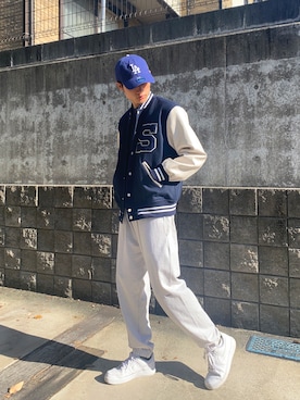 「大学生」｜「アイテム（スタジャン）」を使った、Masatoさん（メンズ・180cm）の秋コーディネート