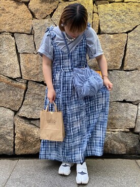 「ブルーコーデ」｜「アイテム（ジャンパースカート）」を使った、nanaseさん（レディース・151cm）の夏コーディネート