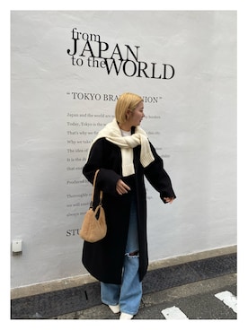 「coca（coca）（コカ）のアイテム（チェスターコート）」を使った、Yuka Katayamaさん（レディース・163cm）の冬コーディネート