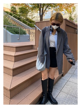 「GU（ジーユー）のアイテム（タンクトップ、ホワイト系）」を使った、Yuka Katayamaさん（レディース・163cm）の秋コーディネート