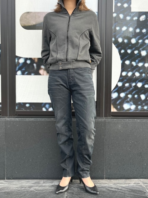 Washed Zip Thru Sweater/ヴィンテージライクウォッシュ加工フルジップスタンドカラースウェットブルゾン