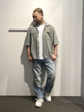 「G-STAR（ジースター）のTrue Relaxed T-Shirt/ワンポイントブランドロゴリラックスTシャツ（Tシャツ/カットソー、ホワイト系）」を使った、G-Star RAWさん（メンズ・170cm）の夏コーディネート