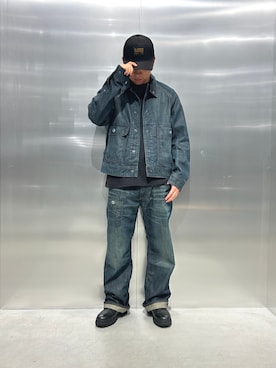 「G-STAR（ジースター）のBattle Denim Jacket/ミリタリーディテールスナップボタンスタンドカラーデニムジャケット（デニムジャケット、ブルー系）」を使った、G-Star RAWさん（メンズ・170cm）の秋コーディネート
