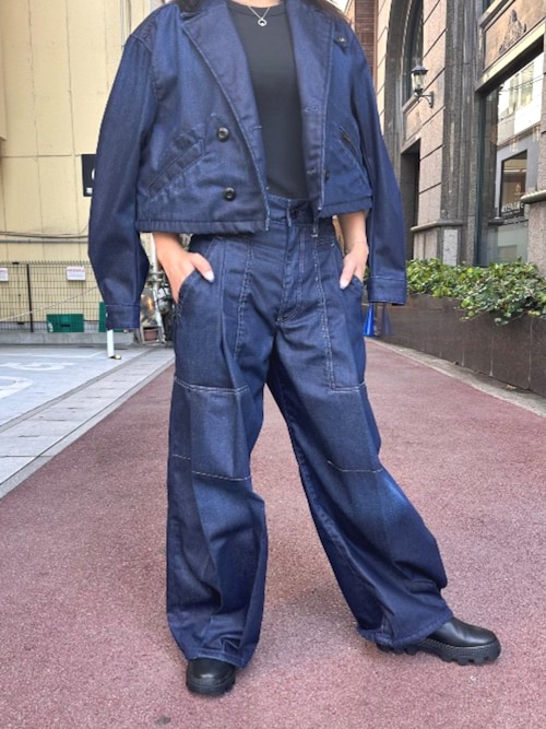 セール】PLEATED JEANS/ハイウエストワイドプリーツジーンズ/L30
