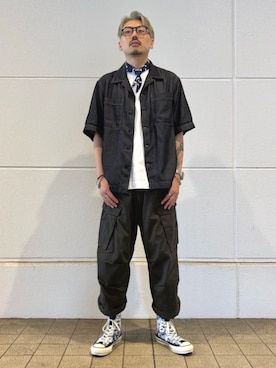 「G-STAR（ジースター）のGS-01 Relaxed T-Shirt/ベーシックデザインハイクオリティーリラックスフィットTシャツ（Tシャツ/カットソー、ホワイト系）」を使った、G-Star RAWさん（メンズ・178cm）の夏コーディネート
