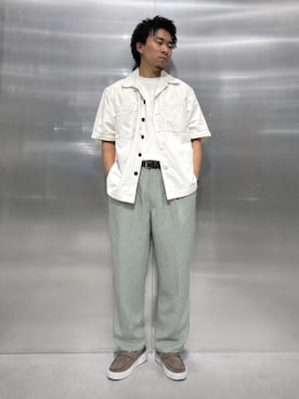 「G-STAR（ジースター）のBowling 2-Pocket Regular Shirt/2ポケットレギュラーデニムボウリングシャツ（シャツ/ブラウス、ベージュ系）」を使った、G-Star RAWさん（メンズ・178cm）の夏コーディネート